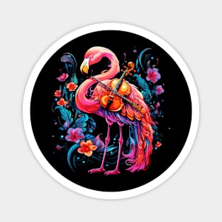 Flamingo Playing Violin Magnet